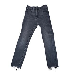 Denim Forum The Lola High Rise Skinny Jeans 27 Black Faded Raw‎ Hem